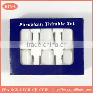 Color Gift Box Package Bone China Delicate White Porcelain Thimble Set or Ceramic Hand Ring Jewelry Holder thumbnail-2