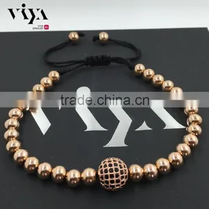 Newest Fashion Beads Man Wrap Bracelet and Braided Rope Round Beads Bracelet Jewelry thumbnail-3