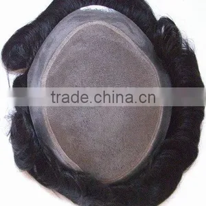 100% Indian Hair Thin Skin Invisible Toupee for Men in Stock thumbnail-2