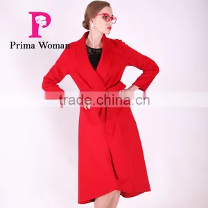 2016 New Design Spring Women Length Slim Fit Wool Coat With Belt thumbnail-1