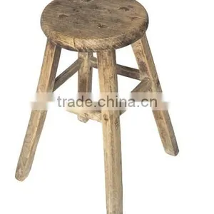Chinese Antique Shanxi Rustic Elm Stool thumbnail-1