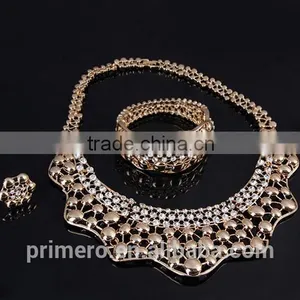 Inlaid Women Choker Crystal Rhinestones Design Bridal Jewelry Sets 4pcs/set Gold Necklace Accessories thumbnail-4