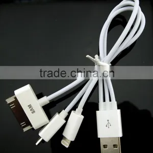 3 in 1 High Speed White Color Multi Usb Line TPE Charging Data Cable thumbnail-1