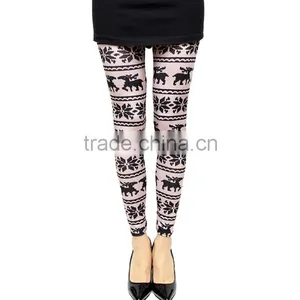White Black Deer Print Tribal Leggings Wholesale Women Custom Leggings thumbnail-1