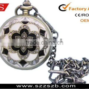 Skeleton Small Pocket Watch Chain Quartz Half Hunter Antique Look Value Quality thumbnail-1