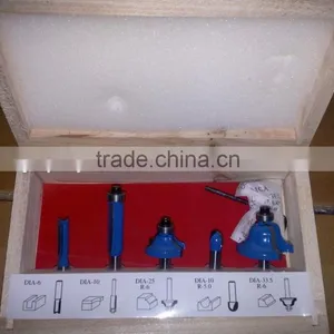 TC-005E Hand Machine Tool Parts 5PCS Quarter Inch Shank Carbide Tiped Router Bit Set thumbnail-1