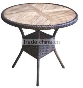 Wood Table Top Outdoor Wicker Table thumbnail-5