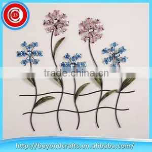 Beautiful Metal Flower Scene Wall Art With Acrylic Bead thumbnail-1