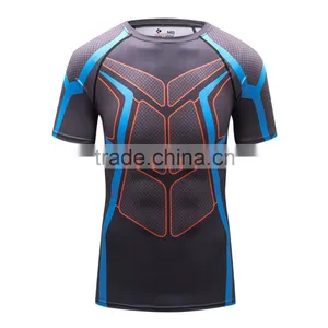 2016 New Design Online Wholesale Shop Gym Fintess Sport Printing T Shirts Fast Drying Fitness GYM Base Layer Tops thumbnail-4