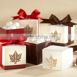 Wedding Gift Laser Cut Fall Leaf Paper Candy Box thumbnail-1