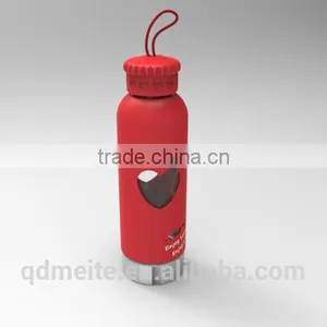 2016 Custom Glass Bottle /water Bottle/ Drink Bottle With Silicone Sleeve Quality Choice thumbnail-4