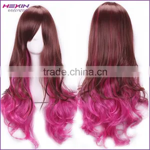 Cheap Hot Selling Brown With Pink Long Kinky Curly Wig thumbnail-2