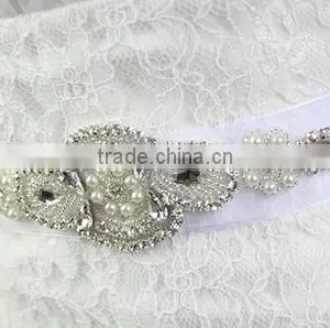 Ladies Wedding Dresses Belts Crystal Rhinestone Pearl Bridal Sash WA015 thumbnail-3