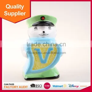 Hot Selling Police Add Digital V Shape Lovely Ceramic Coin Bank for Home Decoration thumbnail-1