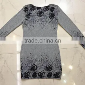 ASM-286 Ladies Round Neck Dress With 3/4 Sleeves, Print on Neck, Cuff and Hem thumbnail-2