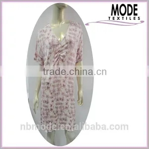 Pink Floral Printed Pajama Long Top thumbnail-1