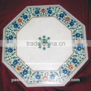 White Marble Inlay Coffee/Dining Table Tops thumbnail-1