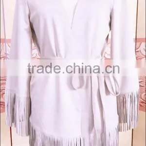 Wholesale Fashion Women Suede Fringed Tassel Shawl Jacket Cardigan Ladies Elegant Winter Coat thumbnail-4