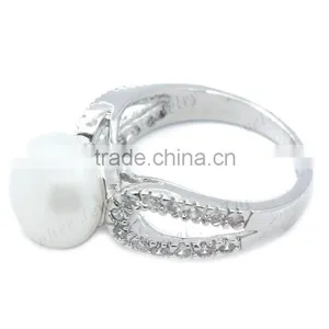 925 Sterling Silver Jewelry Wholesale Pearl Engagement Ring thumbnail-2