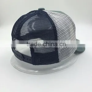 Imitation Handmade Embroidery Logo 5 Panel Denim Trucker Mesh Cap thumbnail-4