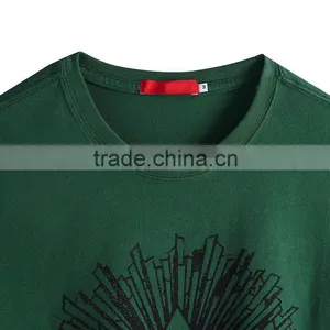 Mens Green Cotton T-shirt Custom Water-based Pigment Printed T-Shirt thumbnail-2