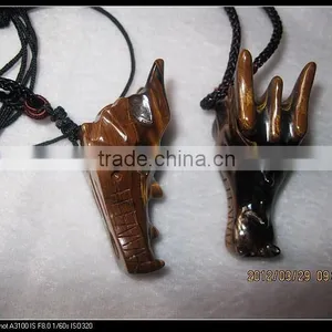 Wholesale Colorful Different Natural Crystal/sandstone/tiger Eye/malachite Stone Dragon Head Skull for Pandant thumbnail-2