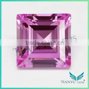 Wuzhou Wholesale Synthetic Diamonds 2# Pink Ruby Gems Ruby Corundum Stone Square Shape thumbnail-1