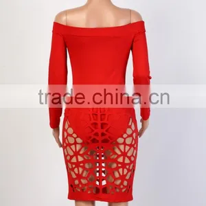 Bonvatt Newnest Faux Leather Bodycon Dress Sexy Club Black Hole Punch Dress Celebrity Bandage Bodycon Dresses thumbnail-1
