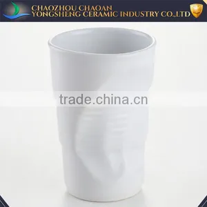 Creative White Ceramic Big Drinking Cups Folding Mug Matte thumbnail-1