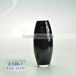 China Tulip Tall Black Oval Decorative Table Top Grave Glass Vase;porcelain Black Ceramic Glaze Flower Vase for Funeral thumbnail-1
