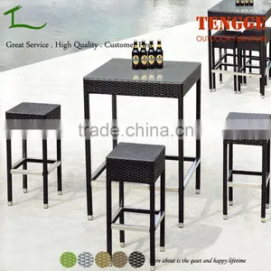 5 Pieces Outdoor Bistro Chairs and Table Wicker Aluminum Bistro Table and Chair thumbnail-1