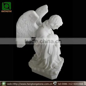 White Marble Carved Pray Angel Tombstone thumbnail-1