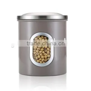 Brown Gray Stainless Steel Kitchen Canister Set With Lids thumbnail-4