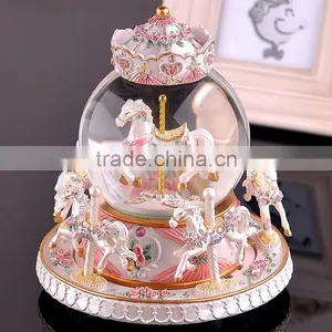 Exclusive Resin Carrousel Rotate LED Music Snow Globe thumbnail-1