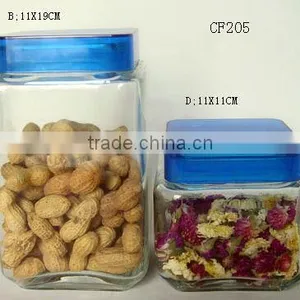 2 Sizes Glass Mason Jars With Blue Plastic Lid thumbnail-1