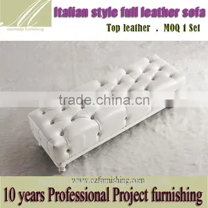 JR06 Belham Living Allover Tufted Rectangle Ottoma/white Leather Long Tufted Ottoman With Wooden Legs for Living Room Furniture thumbnail-1