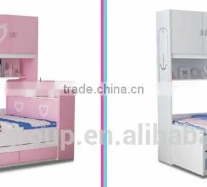 Pink and Blue Bed Children Bedroom Furniture Storage Multifuntional Combined-bed for Kids thumbnail-5