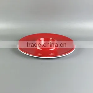 Round Chip Dip, Red Color Melamine Hard Decorative Plastic Storage Plate thumbnail-1