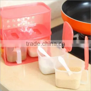 OEM Creative Kitchen Plastic 2 Layer 4 Samll Box Red-and-Clear Seasoning Container Box Supplier In ShenZhen thumbnail-1