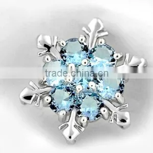 Cheap 2016 New XMAS Gift Blue Crystal Snowflake Frozen Flower Silver Plated Necklace Pendant thumbnail-3