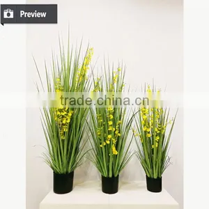 110 / 140 / 170 cm Nature Look Artificial Potted Grass Onion Grass With Oncidium Flower Fake Grass Pots Plant thumbnail-5