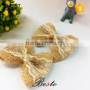 Hand Crafted Wholesale Lace Burlap Bow for Girl Dresses thumbnail-5