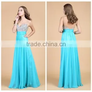 2015 Beaded Ruffled Prom Designer Evening Dress Online thumbnail-1