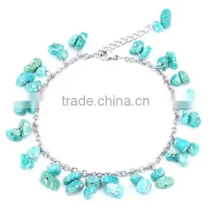 High End Crashed Garnet Stone Anklet Diy Natural Chip Stone Beads Anklet Bracelet for Women Jewelry 2016 thumbnail-5