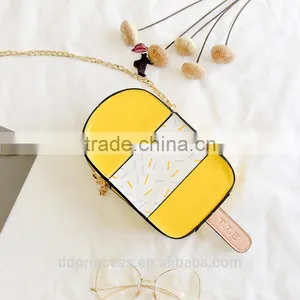 Bag 2017 Girls Shoulder Long Strip Bag Yellow Ice Cream Designer Bag thumbnail-2