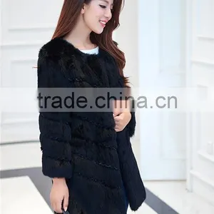 Genuine Rabbit Fur Coat Women Rabbit Fur Coat Winter Natural Fur Jacket Winter Overcoat thumbnail-3