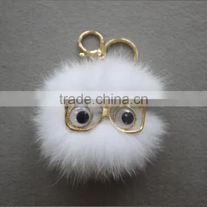 Myfur Newest Design Cute Eyes Monster Fox Fur Pom Pom Keychain Pendant thumbnail-1