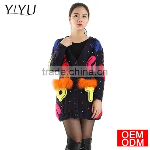 Womens Cute Embroidery Wool Knit Cardigan Sweater Tops Mujer thumbnail-1