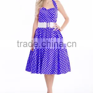 Women's Vintage Rockabilly Swing 1950's Evening Party Dress With Belt thumbnail-4