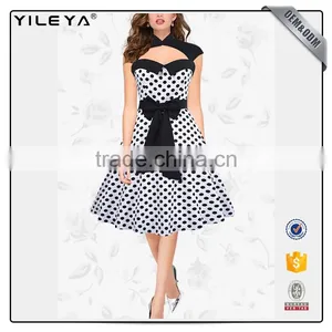 2017 Polka Dot Tube Top Halter Flare Evening Dress for Lady thumbnail-1